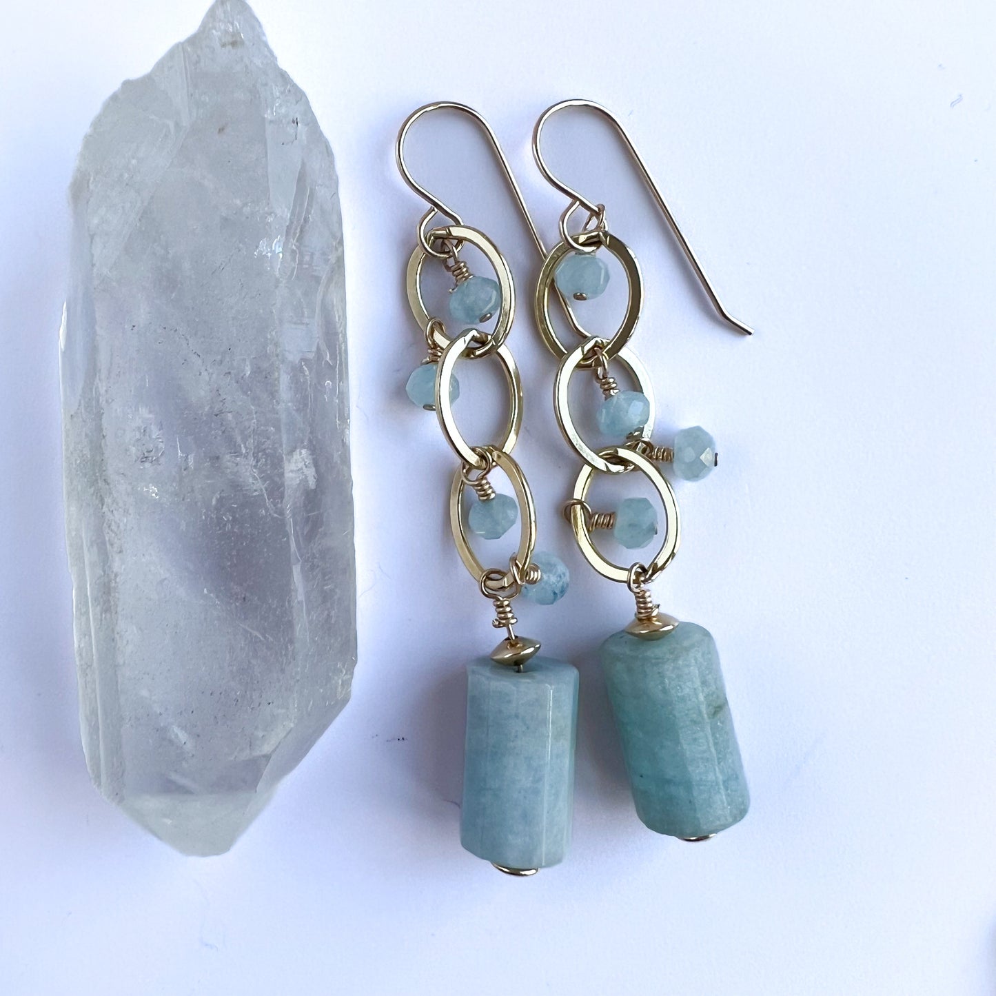 Aquamarine and Gold Earrings