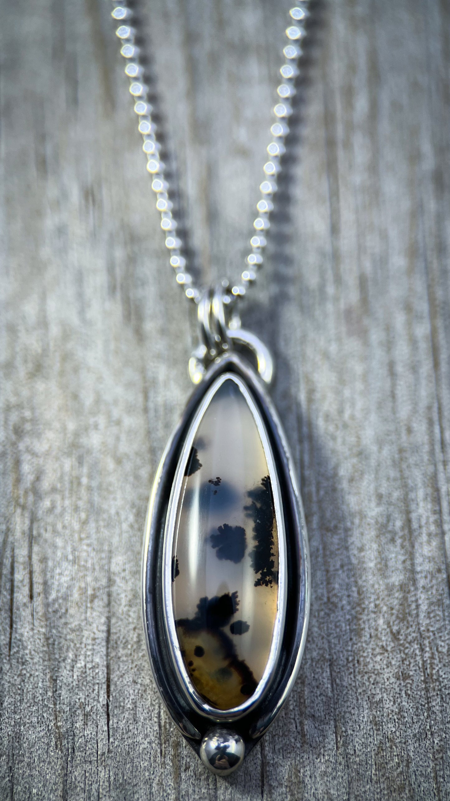 Riverline Pendant — Montana Agate & Sterling Silver