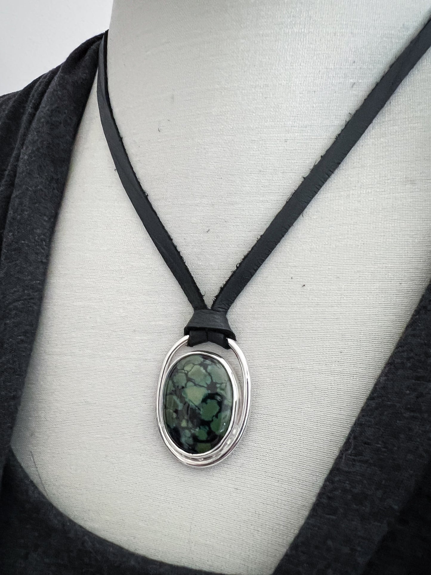 Hidden Trail Pendant Necklace – Green Web Turquoise