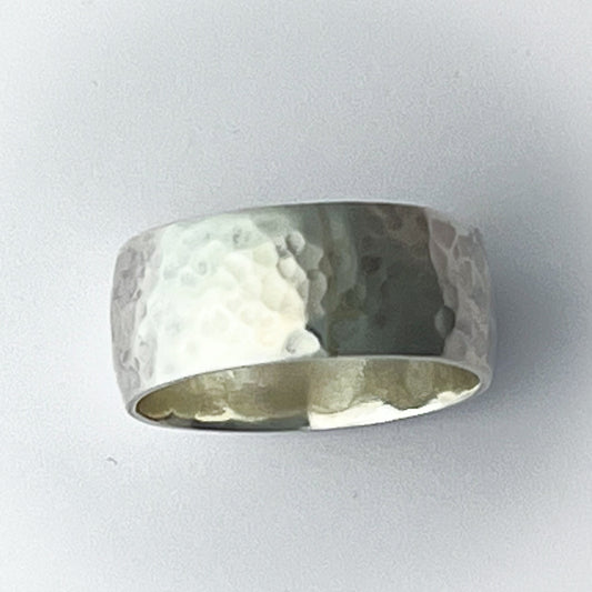 Wide Hammered Ring