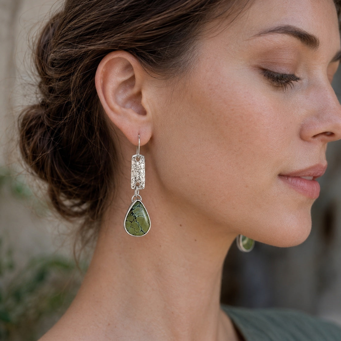 Creekline Earrings — Hubei Turquoise & Sterling Silver
