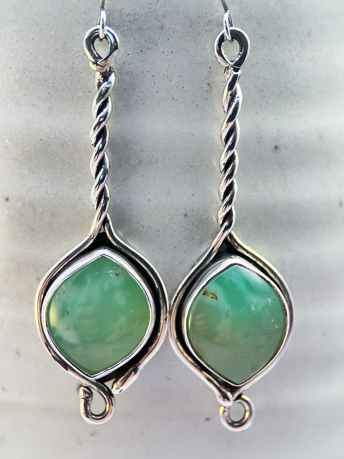 Greenway Twist Earrings – Sterling Silver & Australian Chrysoprase