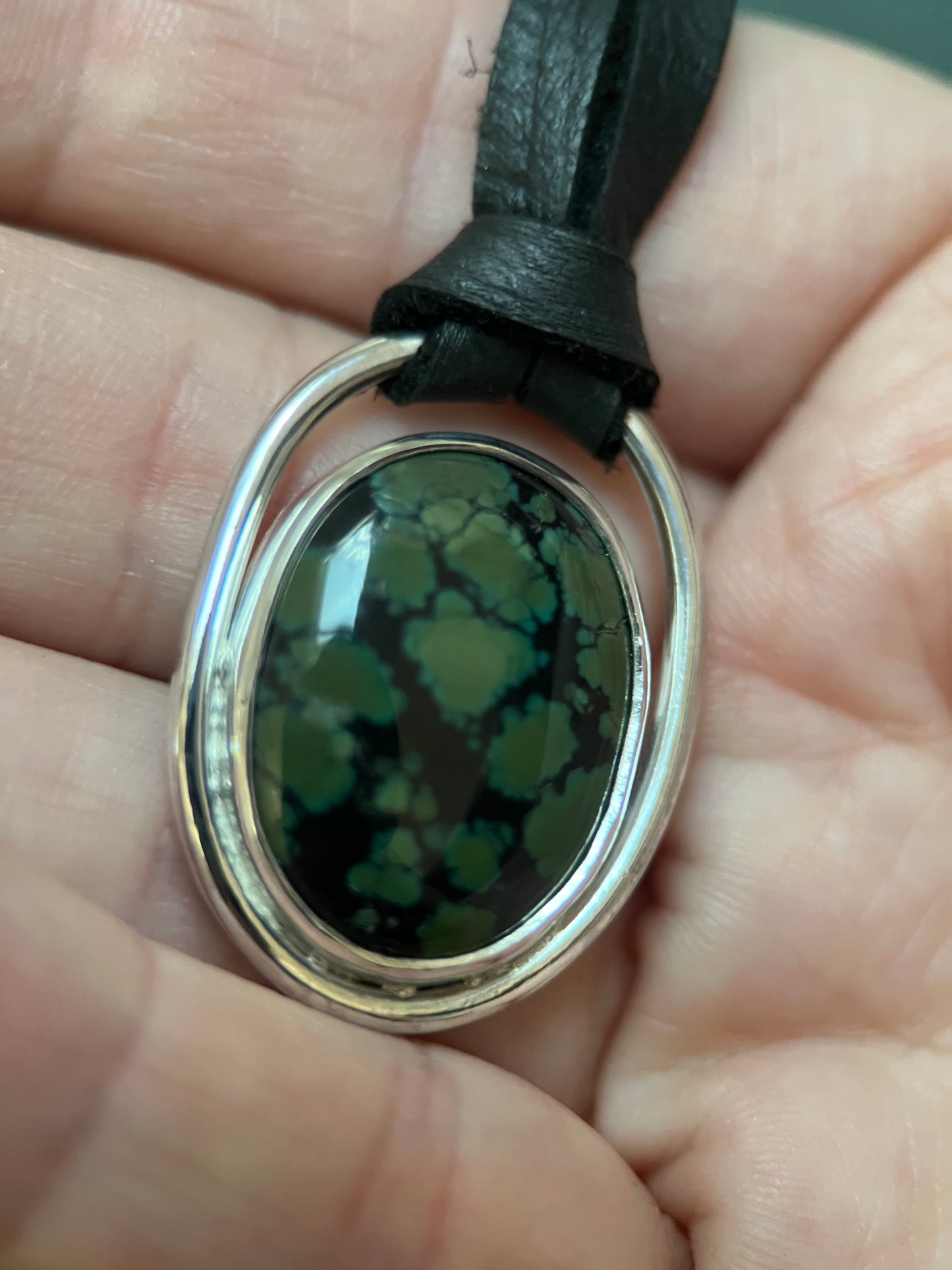 Hidden Trail Pendant Necklace – Green Web Turquoise