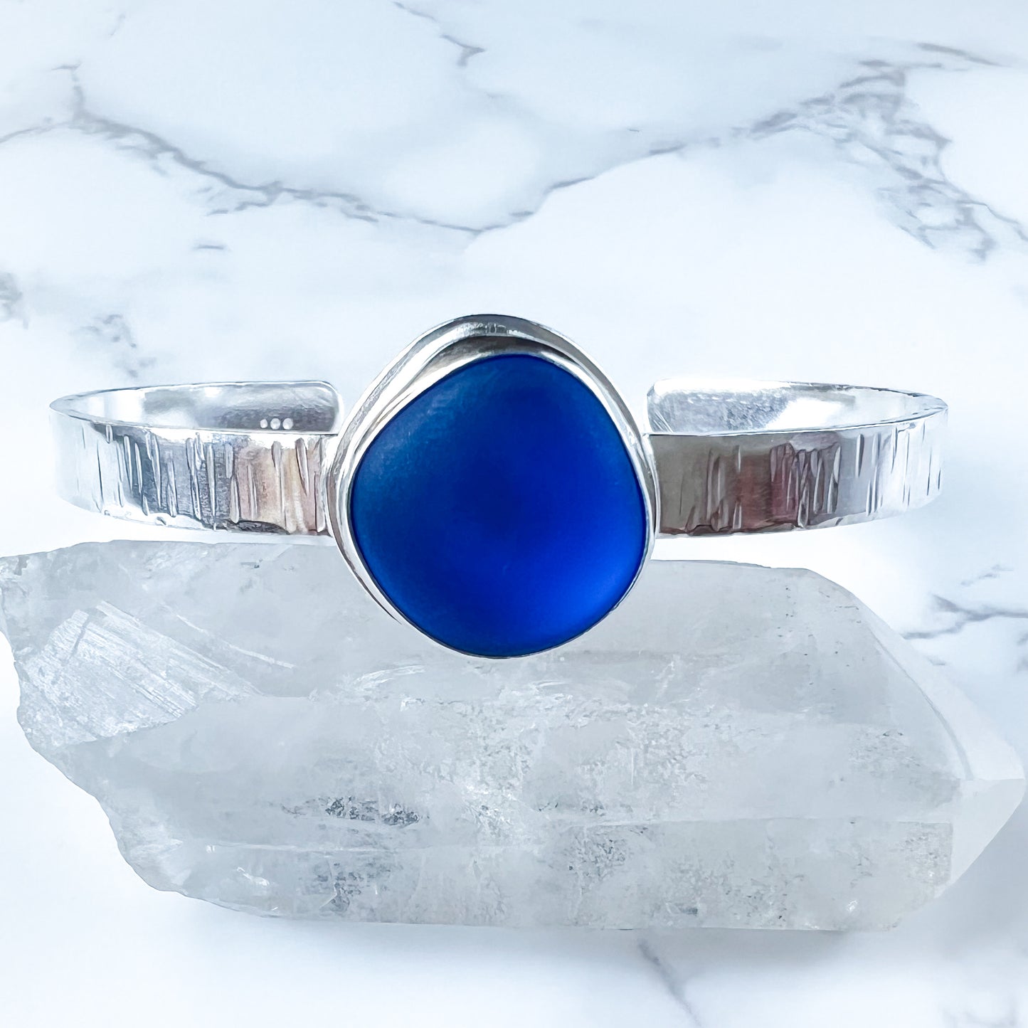 Electric Blue Sea Glass Cuff