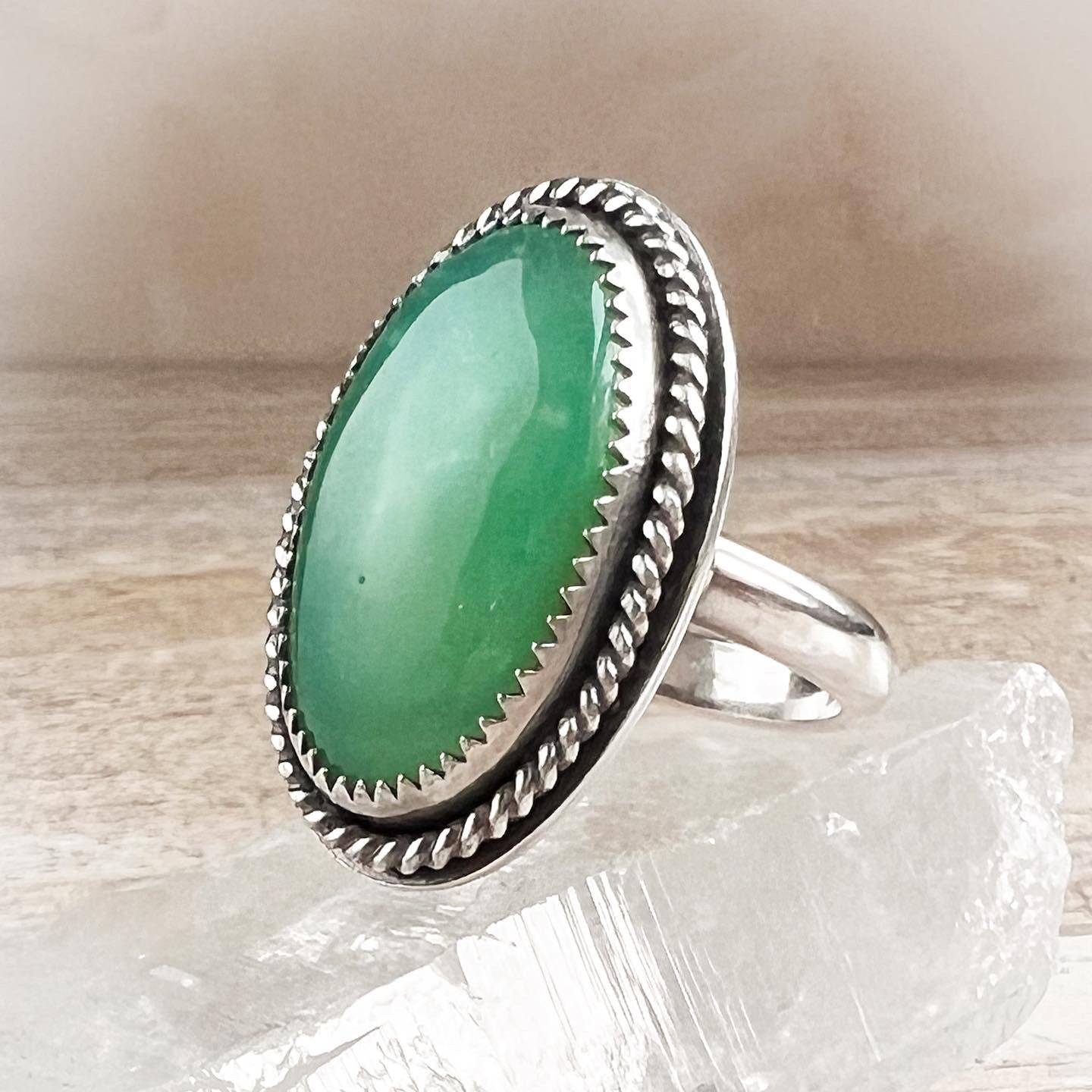 Chrysoprase Oval Ring