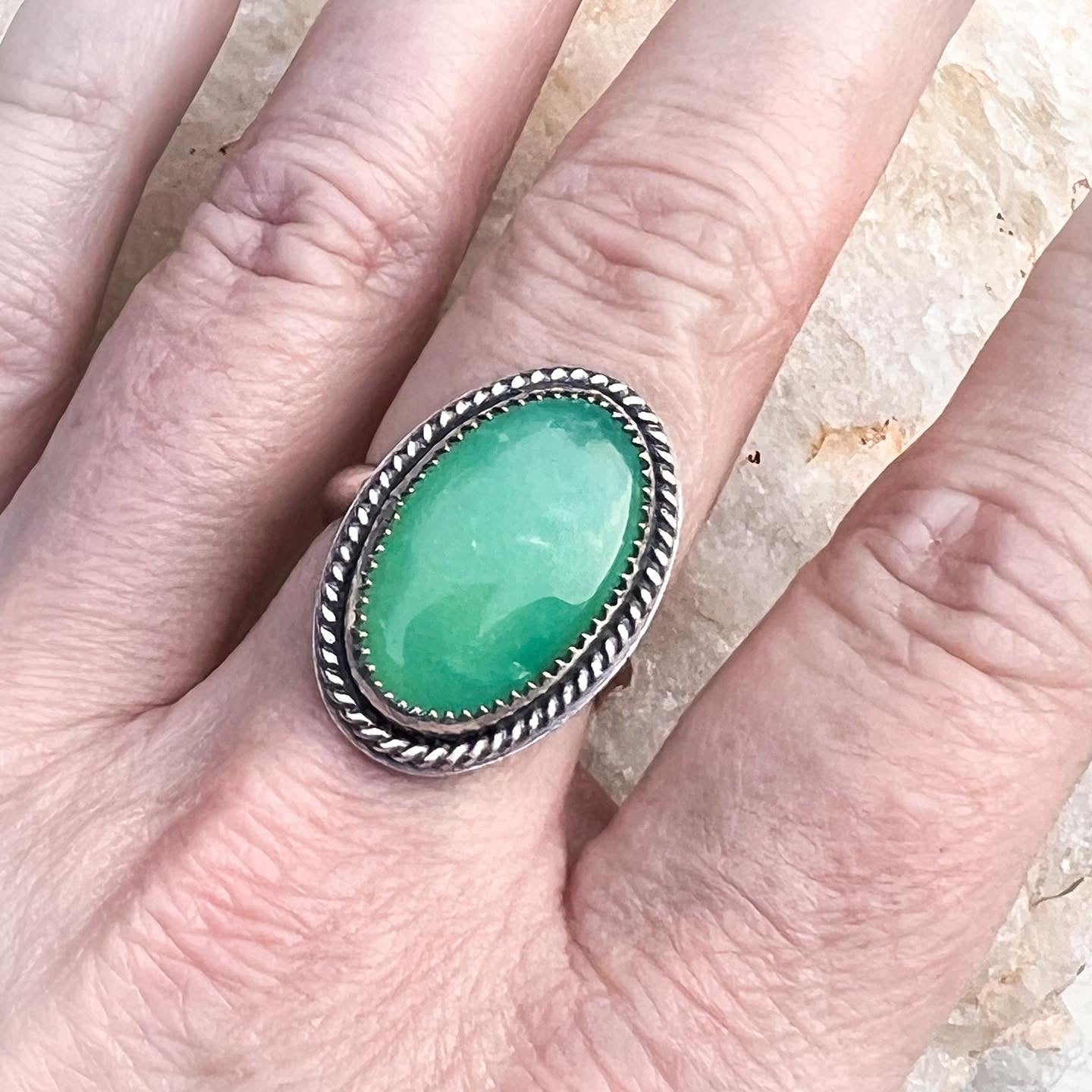 Chrysoprase Oval Ring