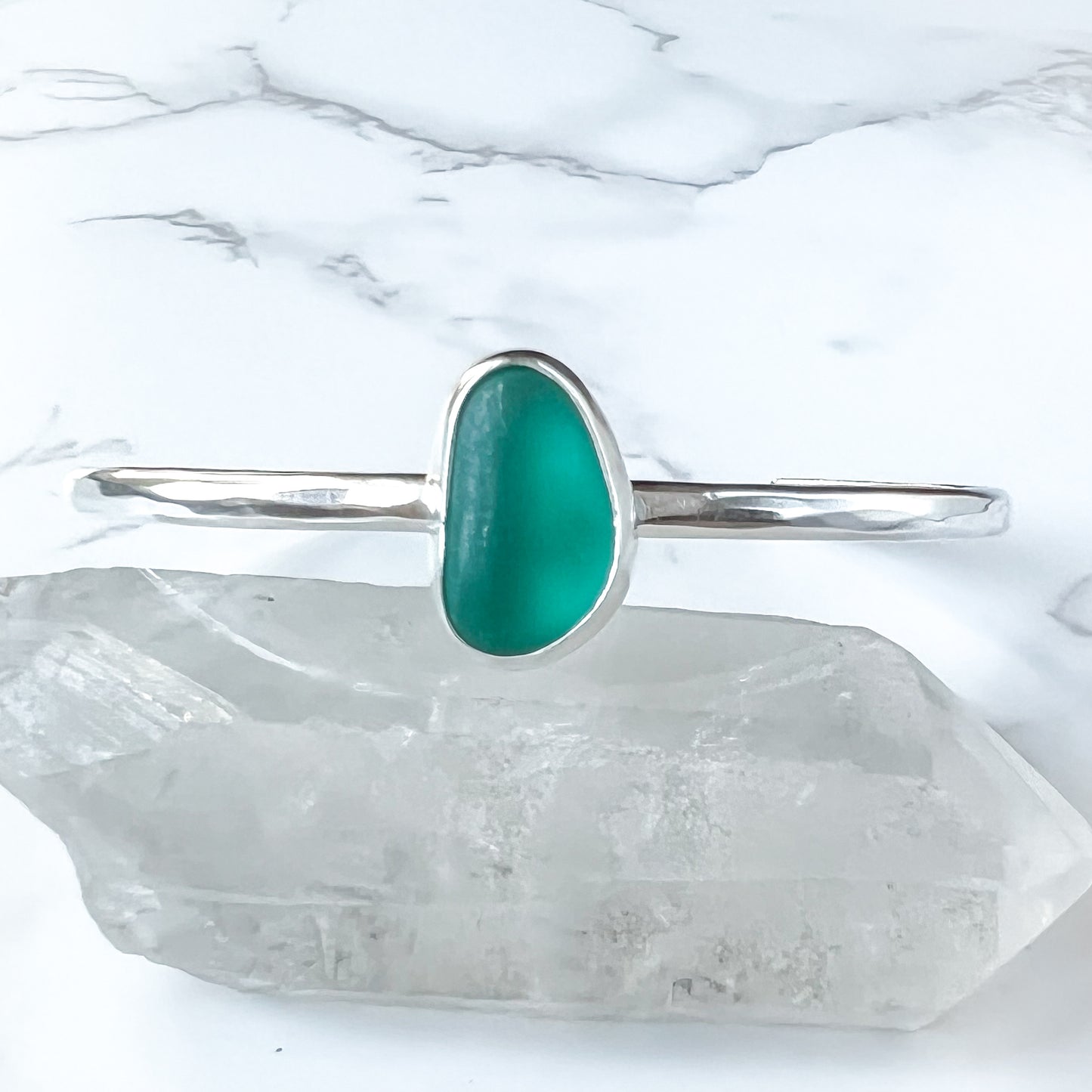 Teal Green Sea Glass Cuff