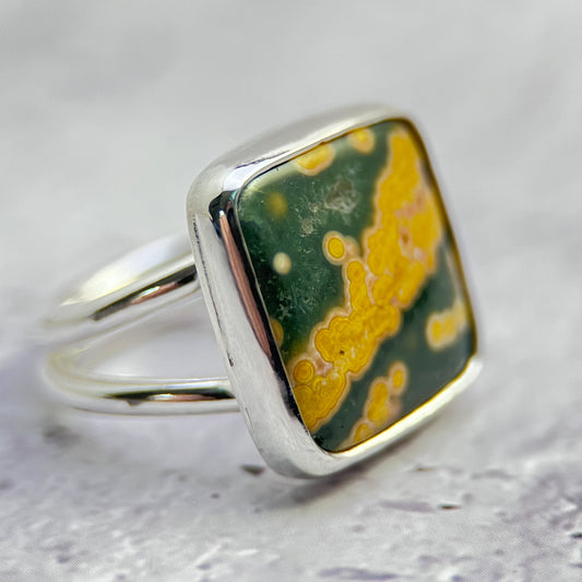 Trailbloom Ring — Ocean Jasper & Sterling Silver