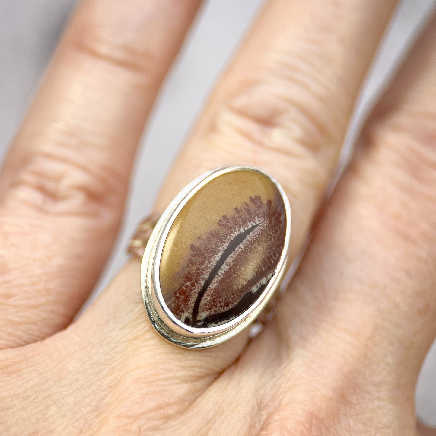 Ridgewalk Ring – Sonora Dendritic Jasper Oval Ring & Sterling Silver