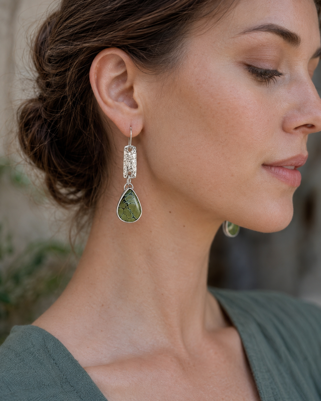 Creekline Earrings — Hubei Turquoise & Sterling Silver