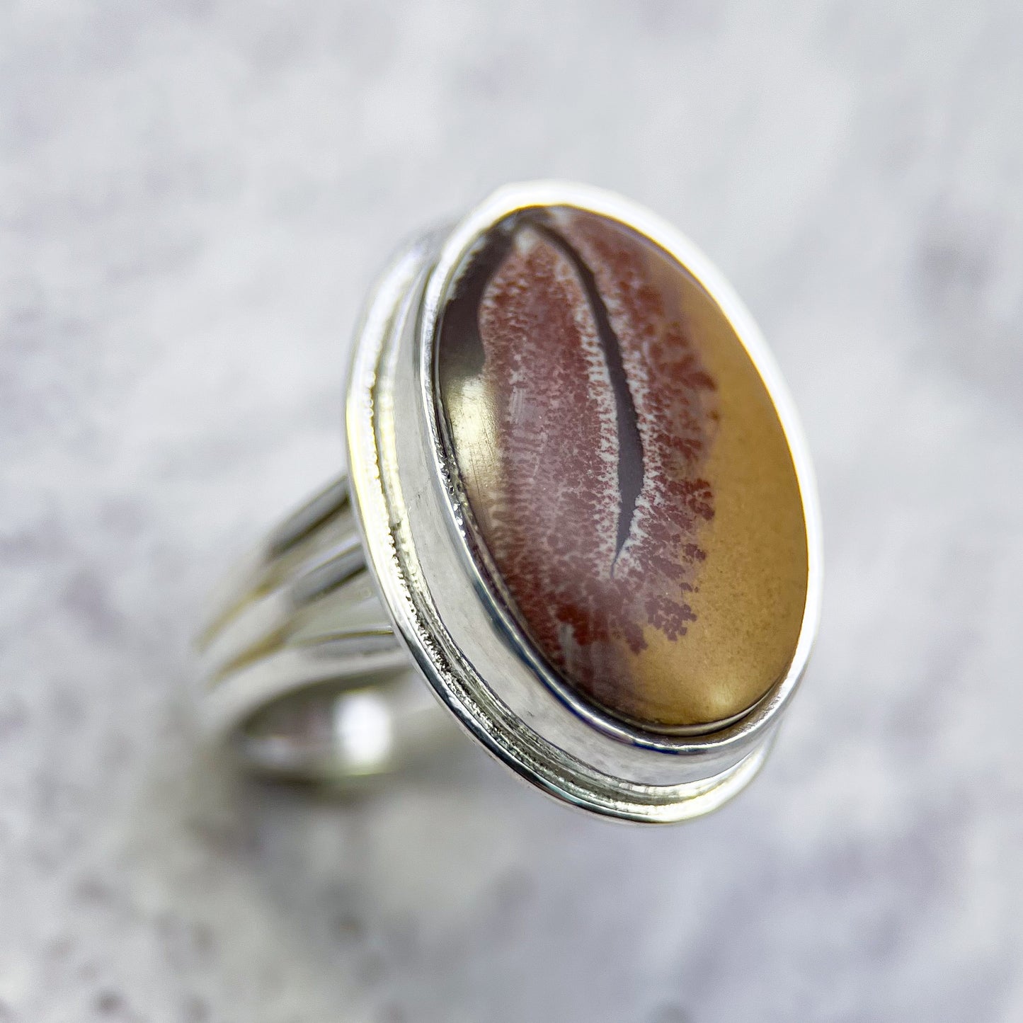 Ridgewalk Ring – Sonora Dendritic Jasper Oval Ring & Sterling Silver