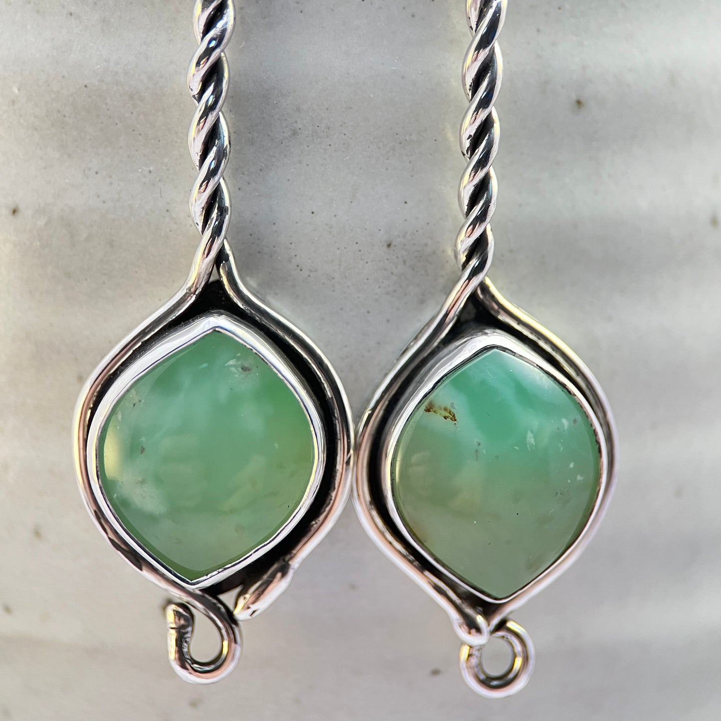Greenway Twist Earrings – Sterling Silver & Australian Chrysoprase