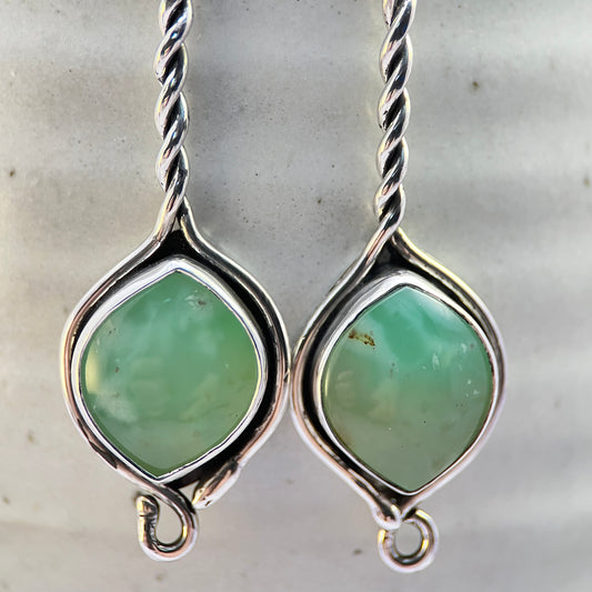 Greenway Twist Earrings – Sterling Silver & Australian Chrysoprase
