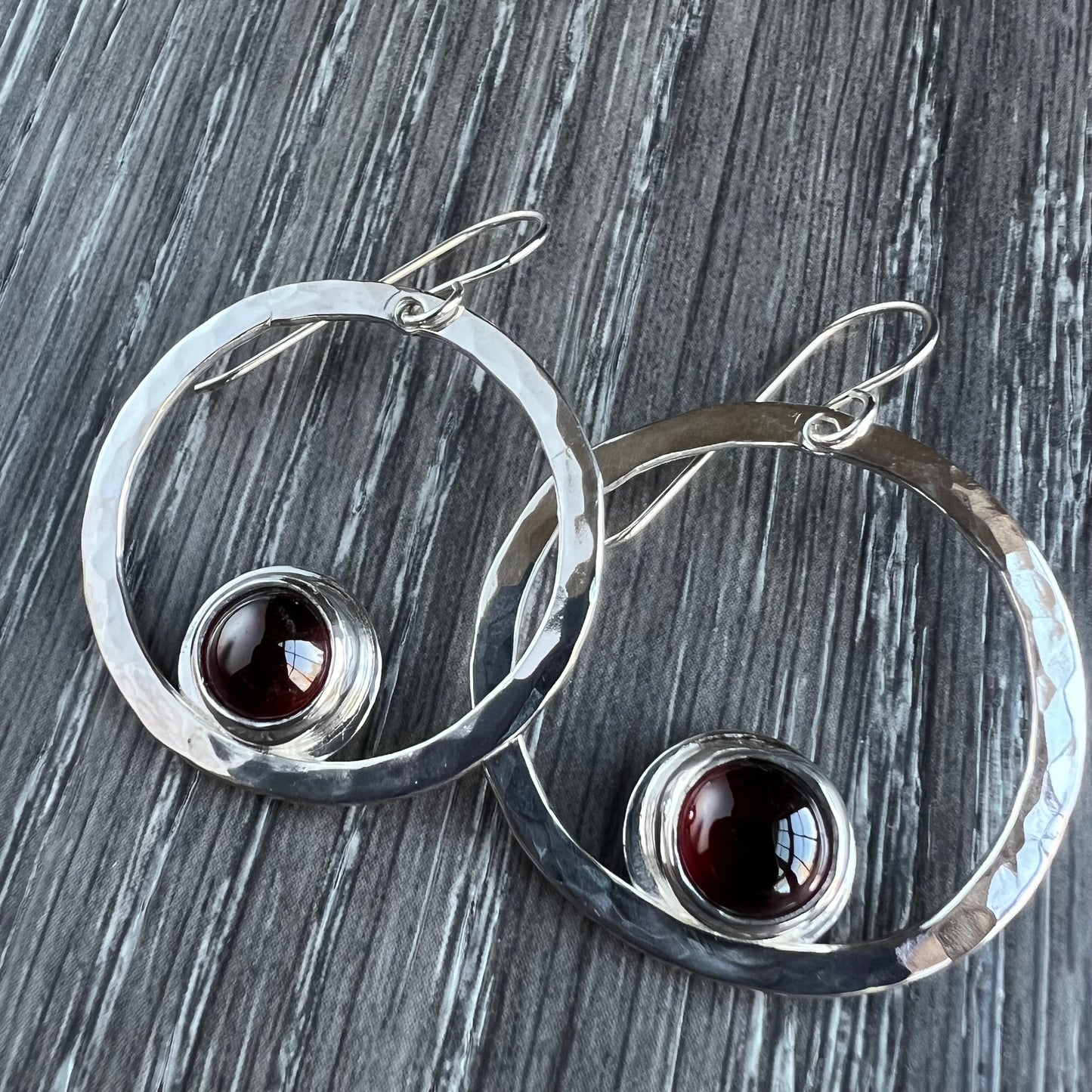 Garnet Orbit Hoops