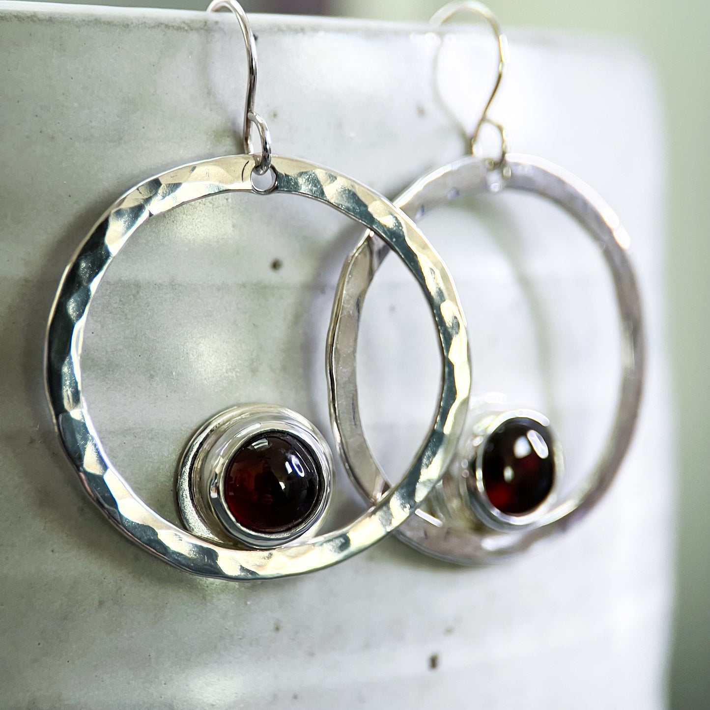 Garnet Orbit Hoops