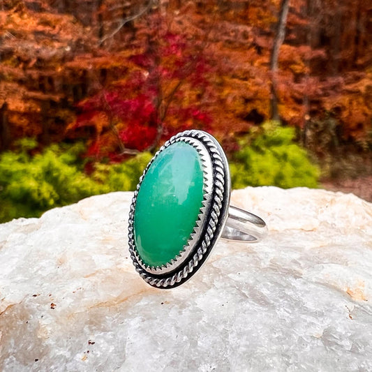 Chrysoprase Oval Ring 1