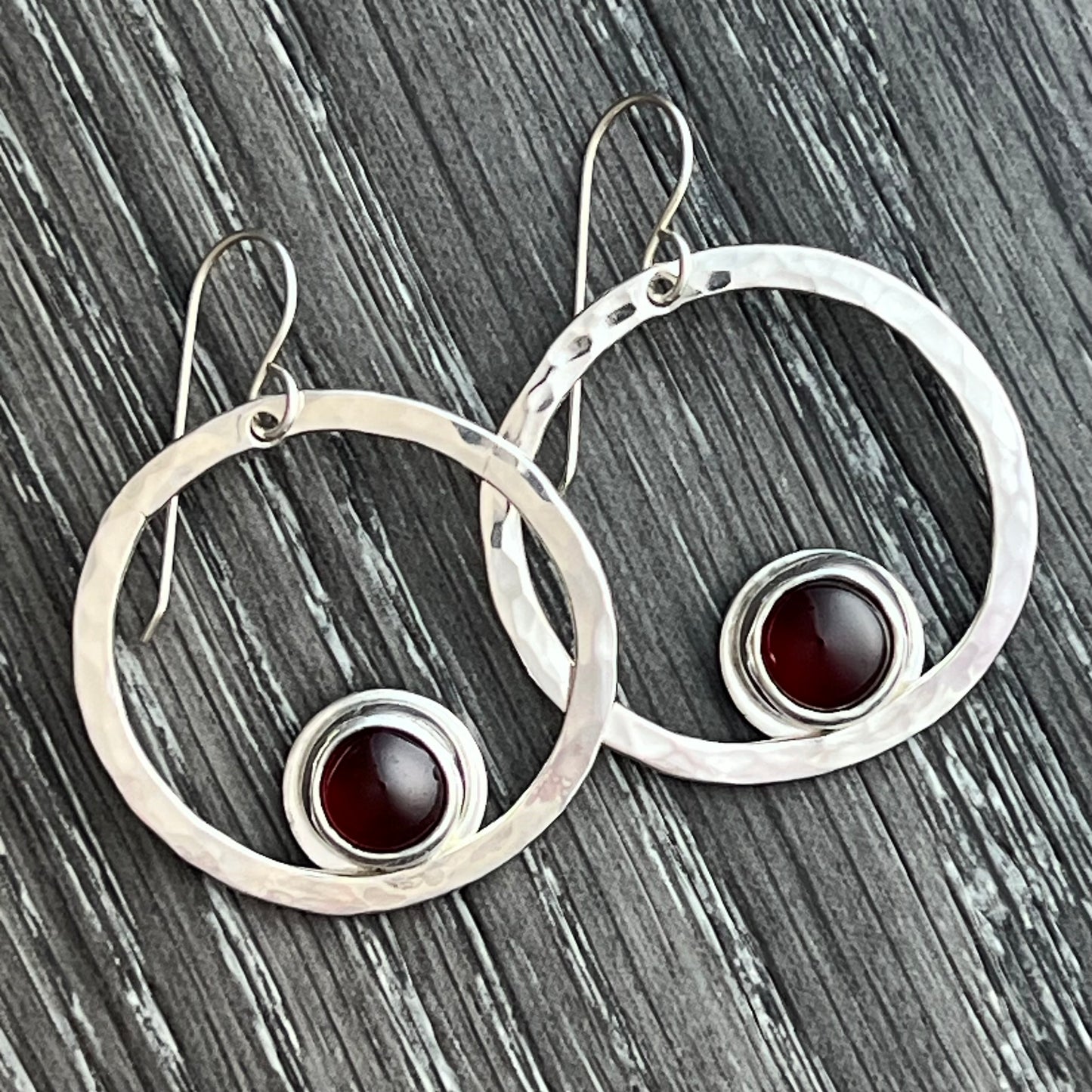 Garnet Orbit Hoops