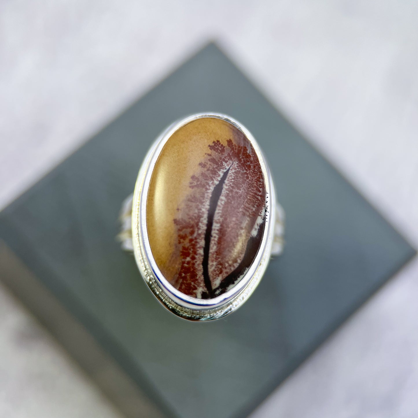 Ridgewalk Ring – Sonora Dendritic Jasper Oval Ring & Sterling Silver