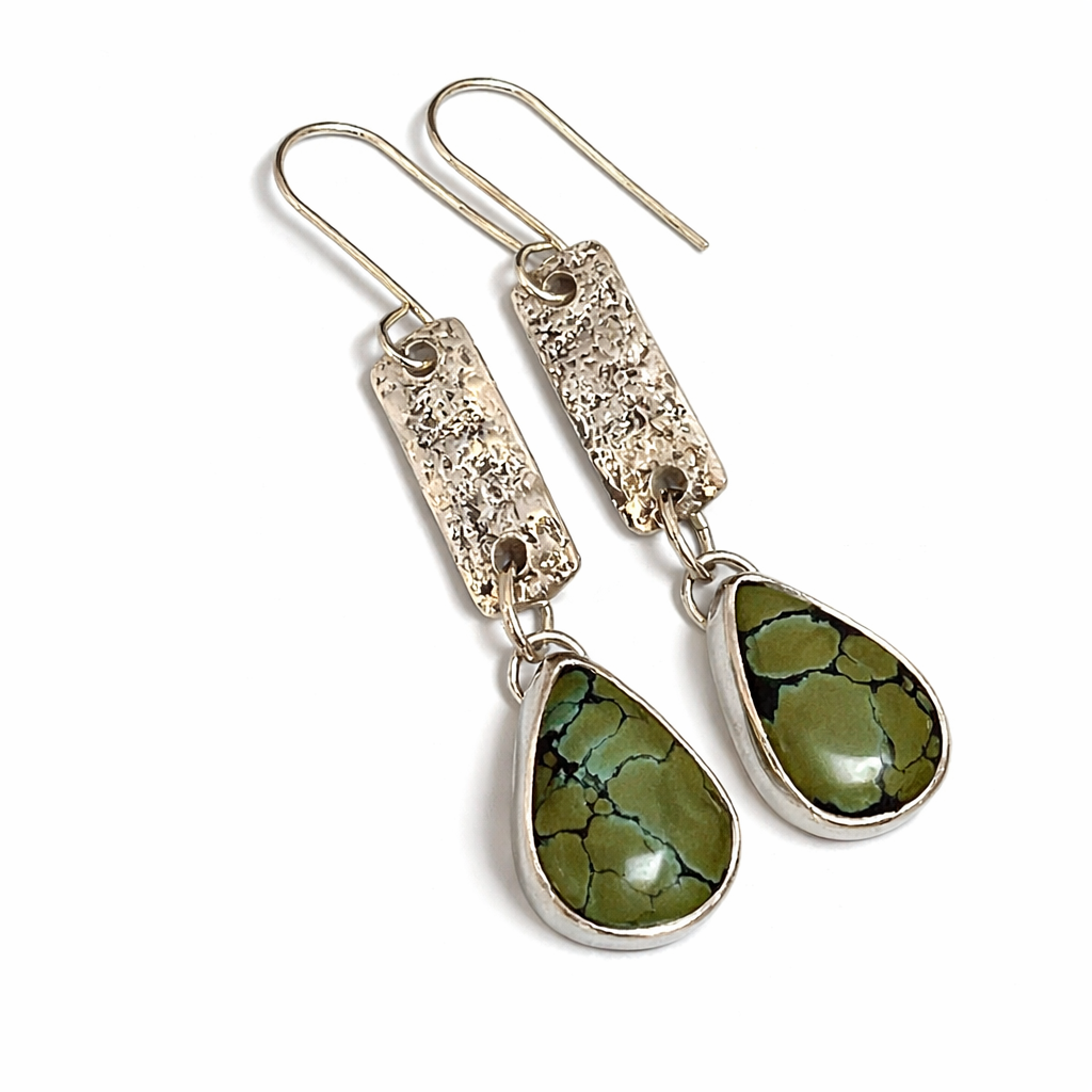 Creekline Earrings — Hubei Turquoise & Sterling Silver