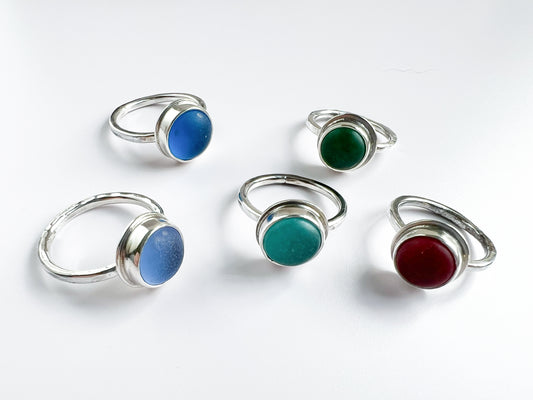 Sea Glass Solitaire Rings