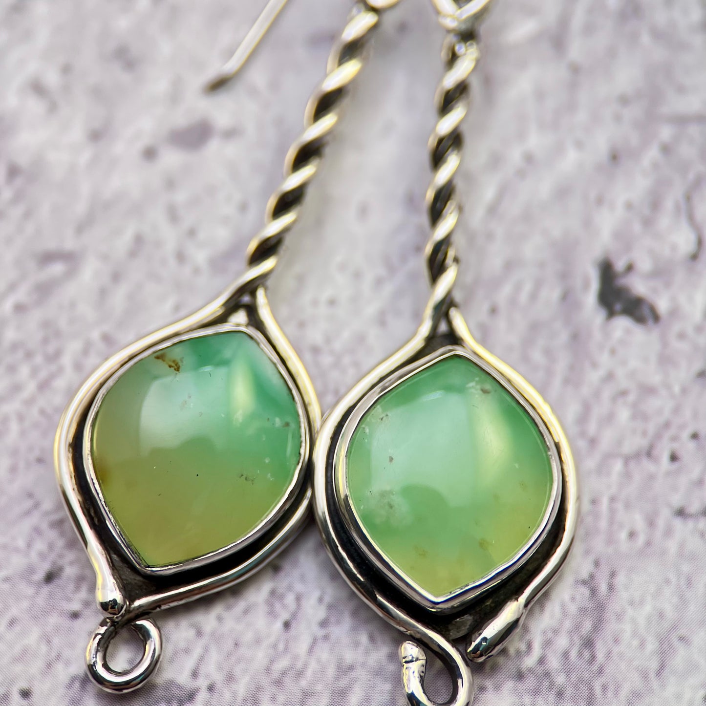 Greenway Twist Earrings – Sterling Silver & Australian Chrysoprase