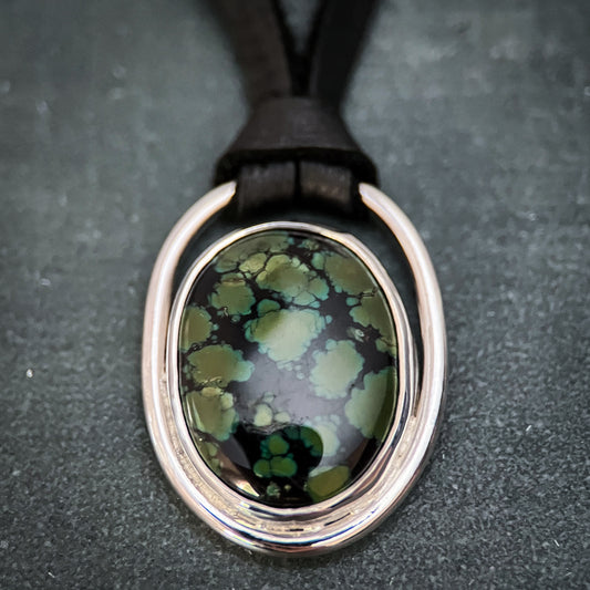 Hidden Trail Pendant Necklace – Green Web Turquoise