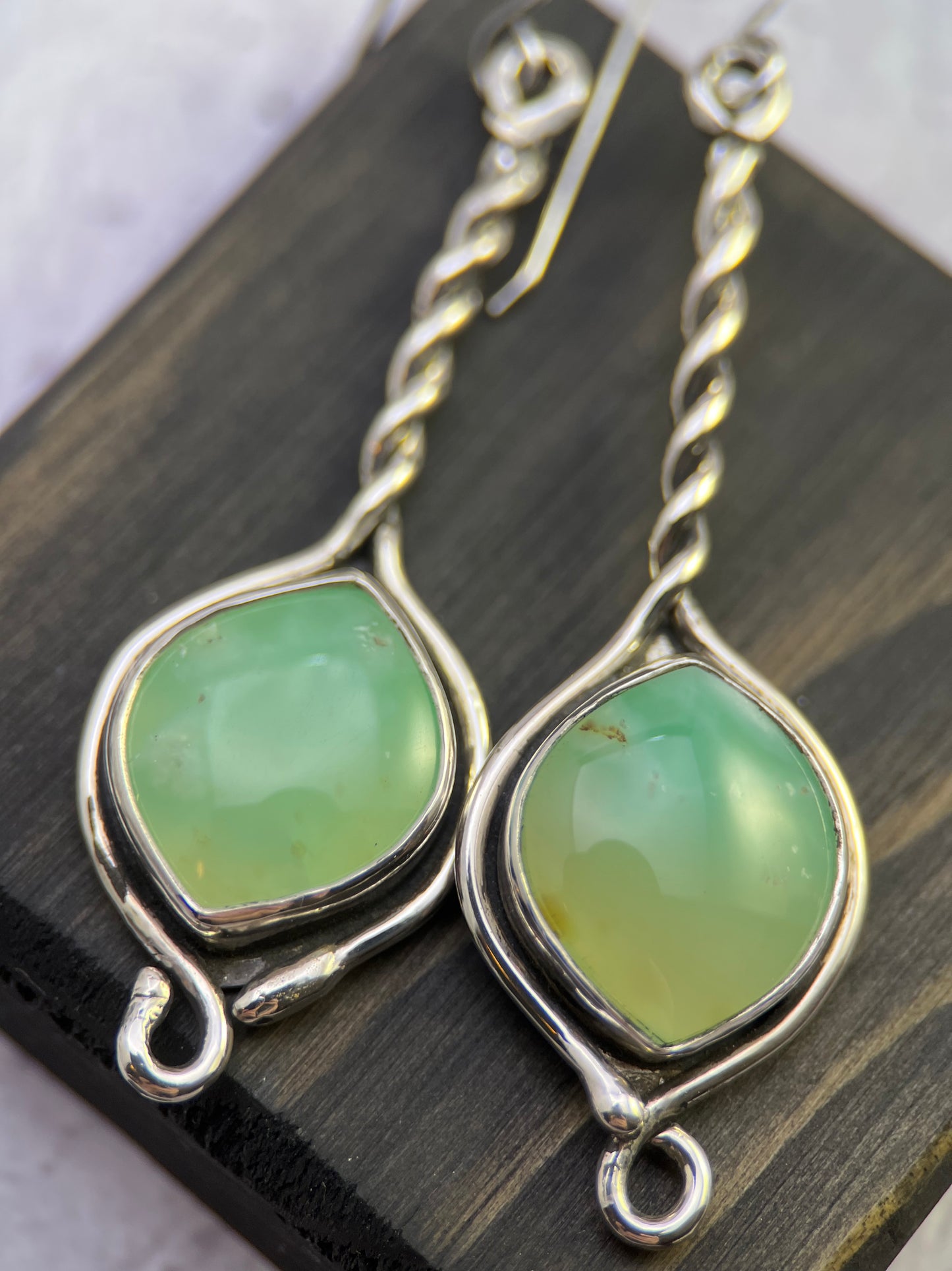 Greenway Twist Earrings – Sterling Silver & Australian Chrysoprase