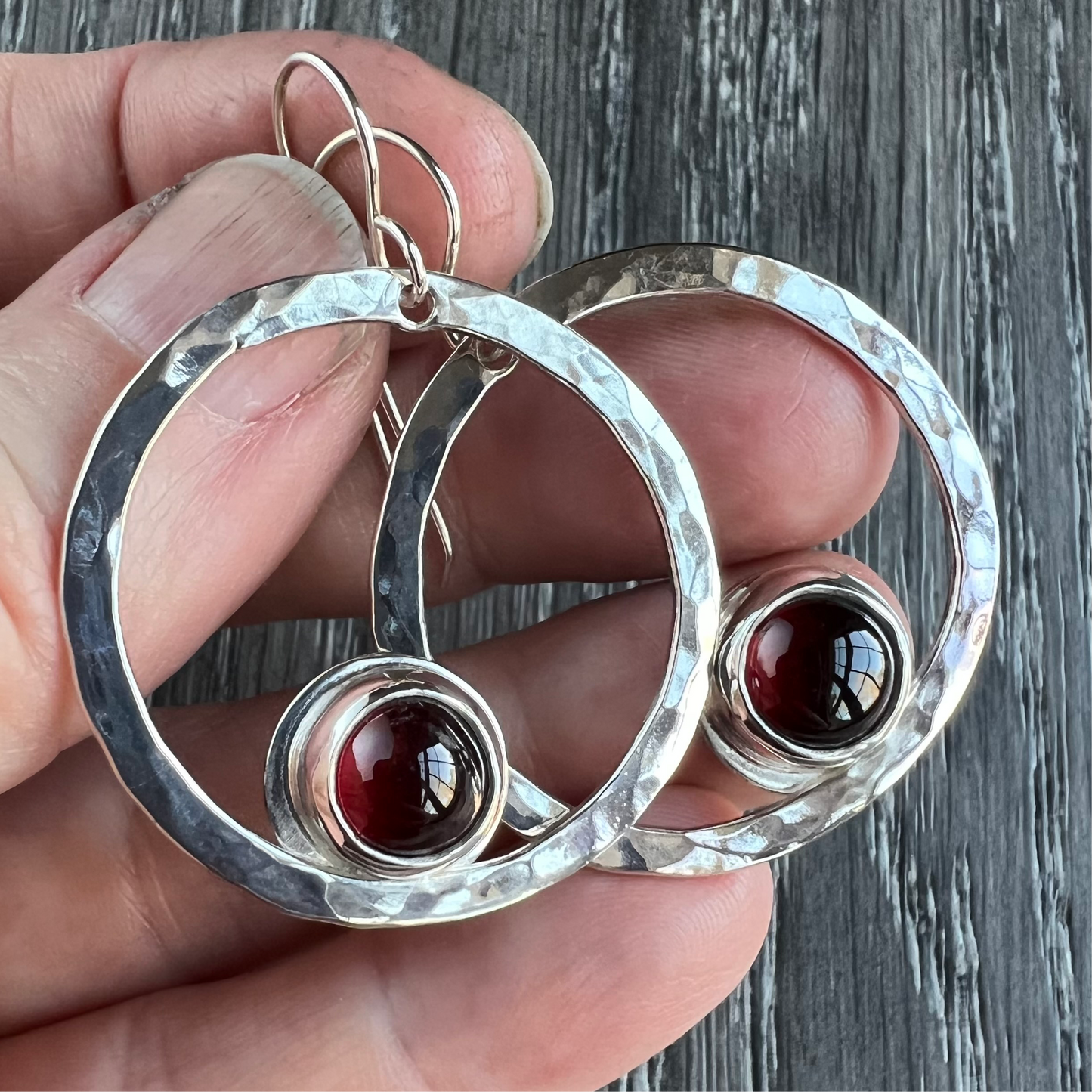 Garnet Orbit Hoops