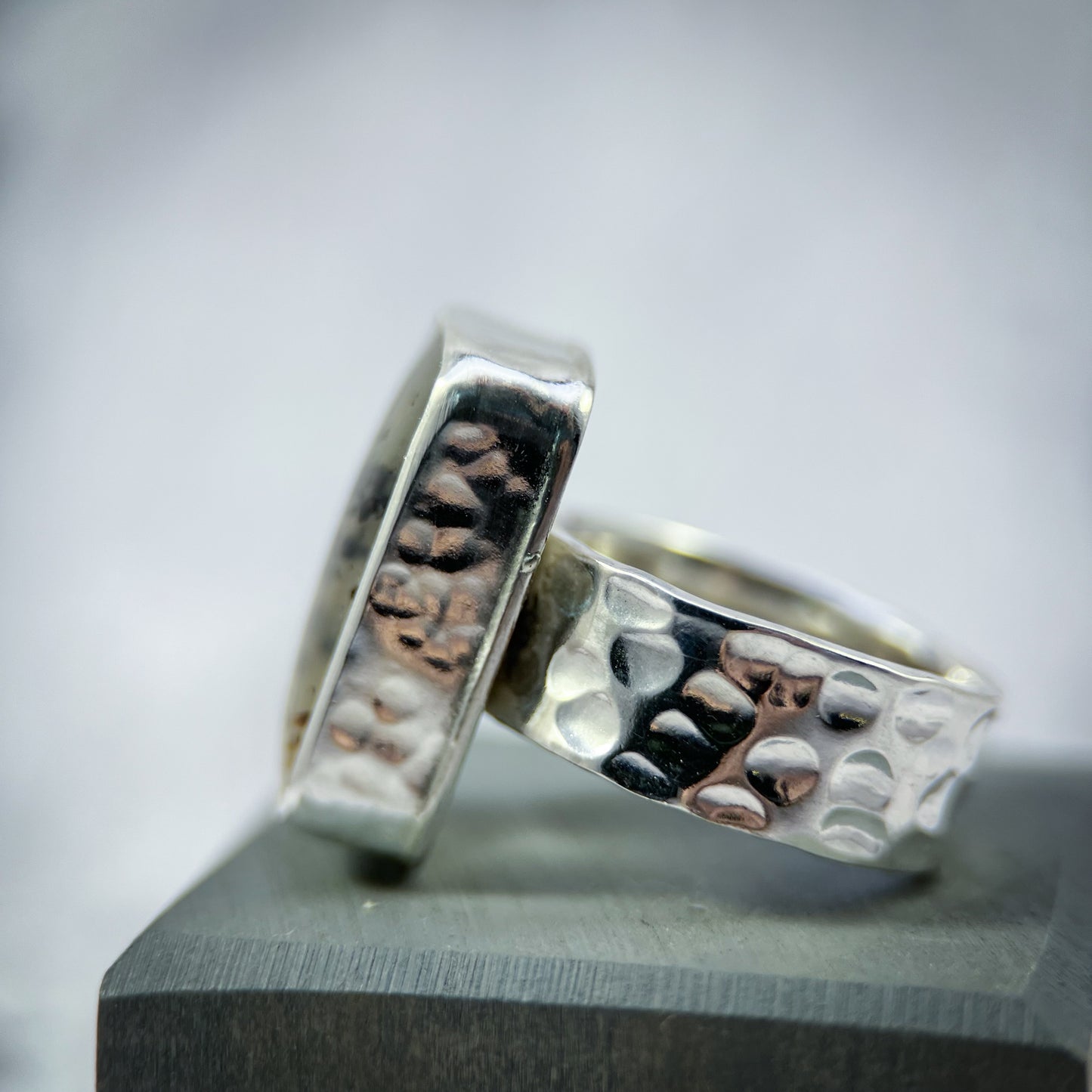 Stillwater Ridge Ring – Montana Agate & Hammered Sterling Silver (Size 8.25)