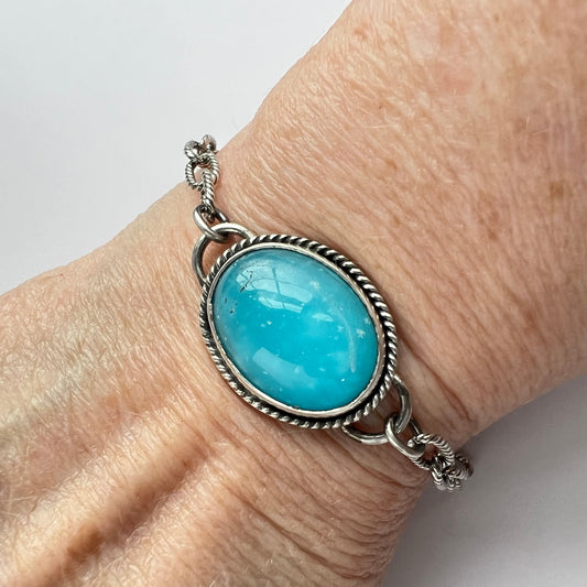 Smithsonite Bracelet with Oxidized Sterling Silver
