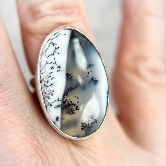 Dendritic Agate Oval Ring