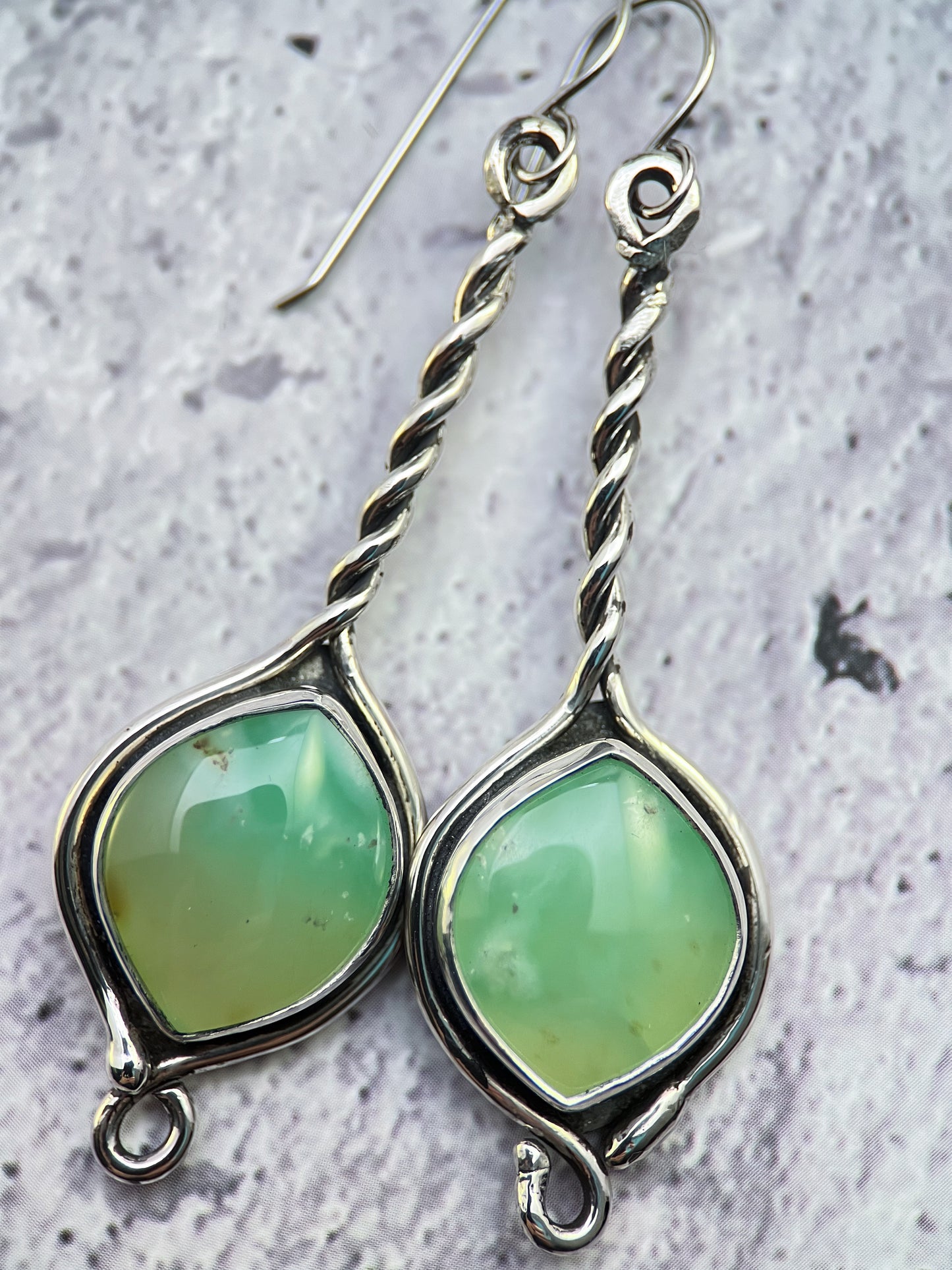 Greenway Twist Earrings – Sterling Silver & Australian Chrysoprase