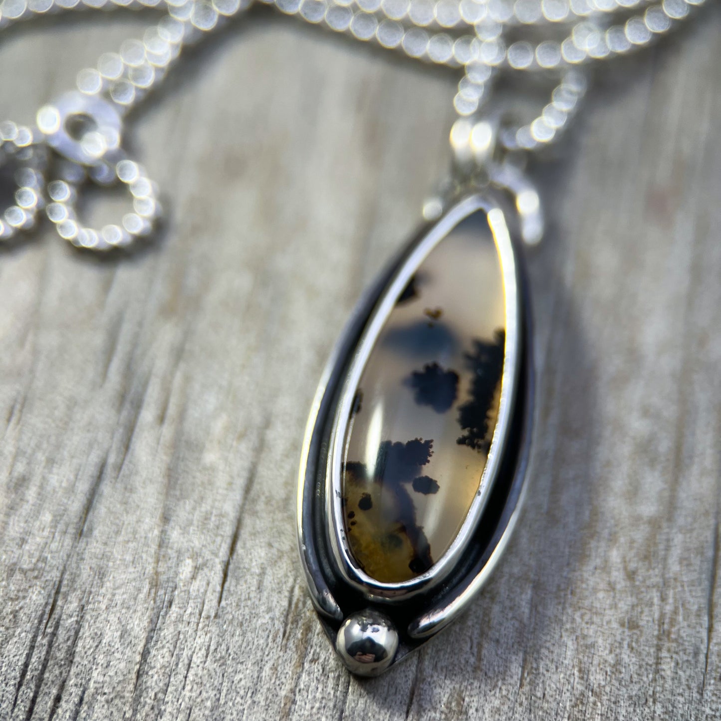 Riverline Pendant — Montana Agate & Sterling Silver