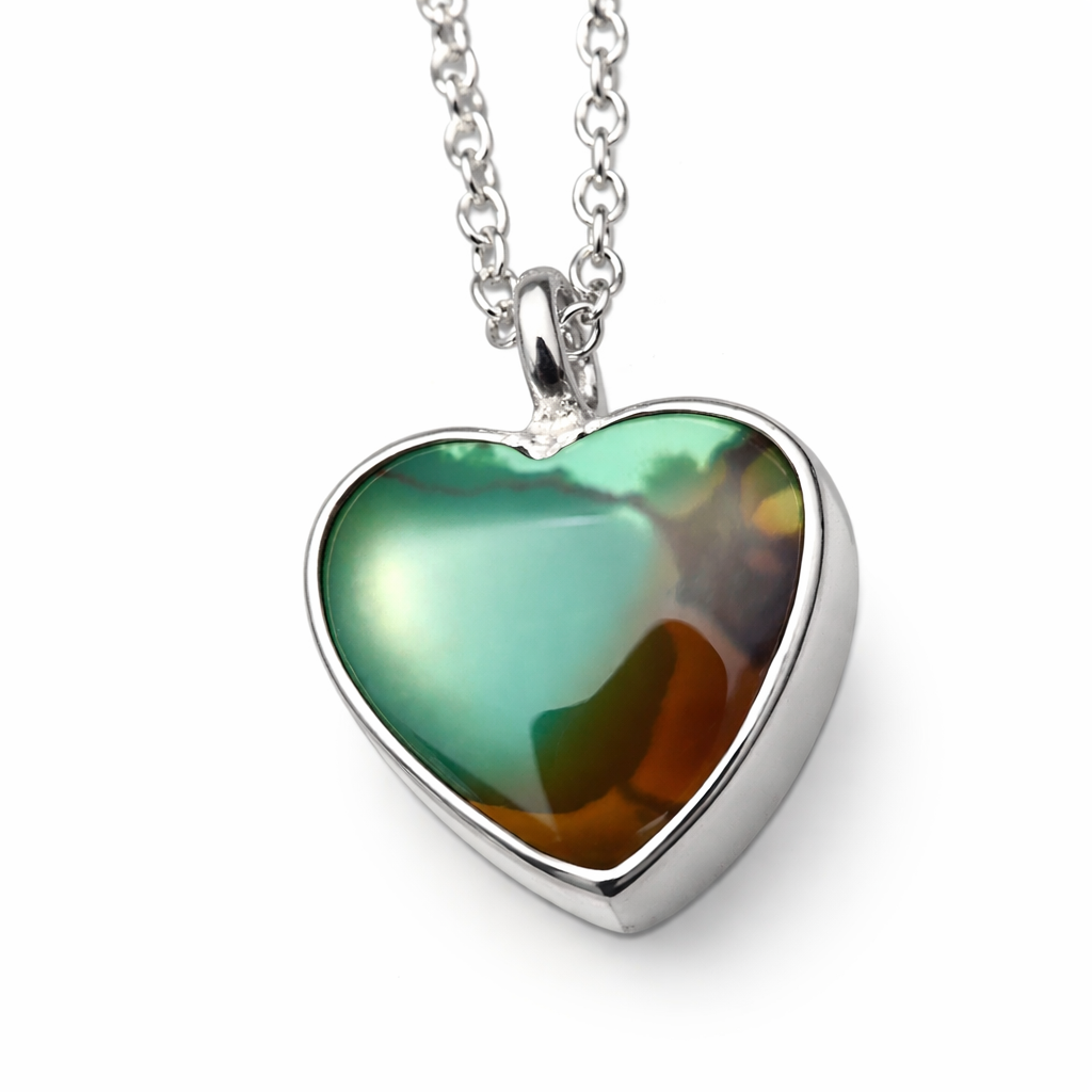 Weathered Heart Necklace | Green and Brown Turquoise Pendant in Sterling Silver