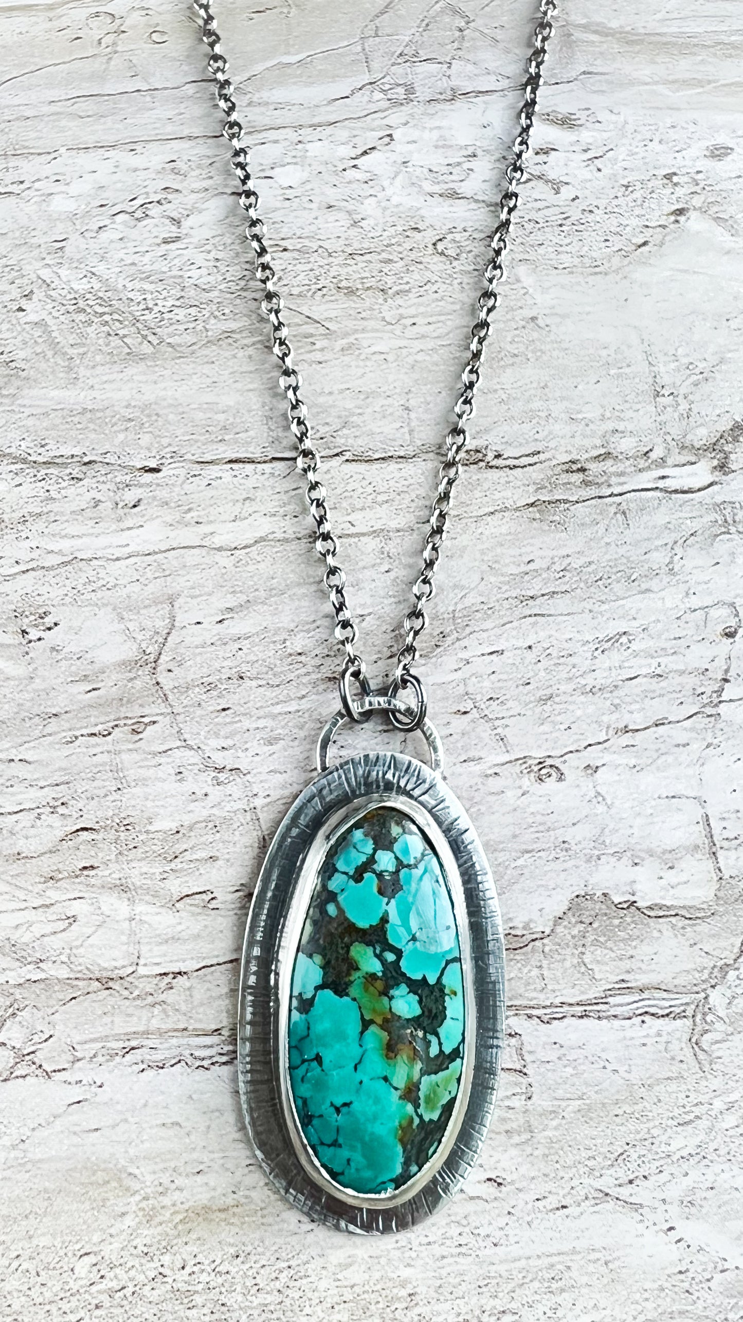 Diamond and Turquoise Circle Pendant