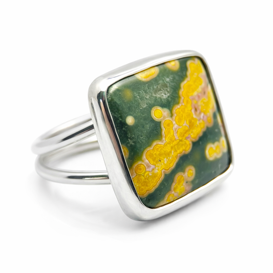 Trailbloom Ring — Ocean Jasper & Sterling Silver