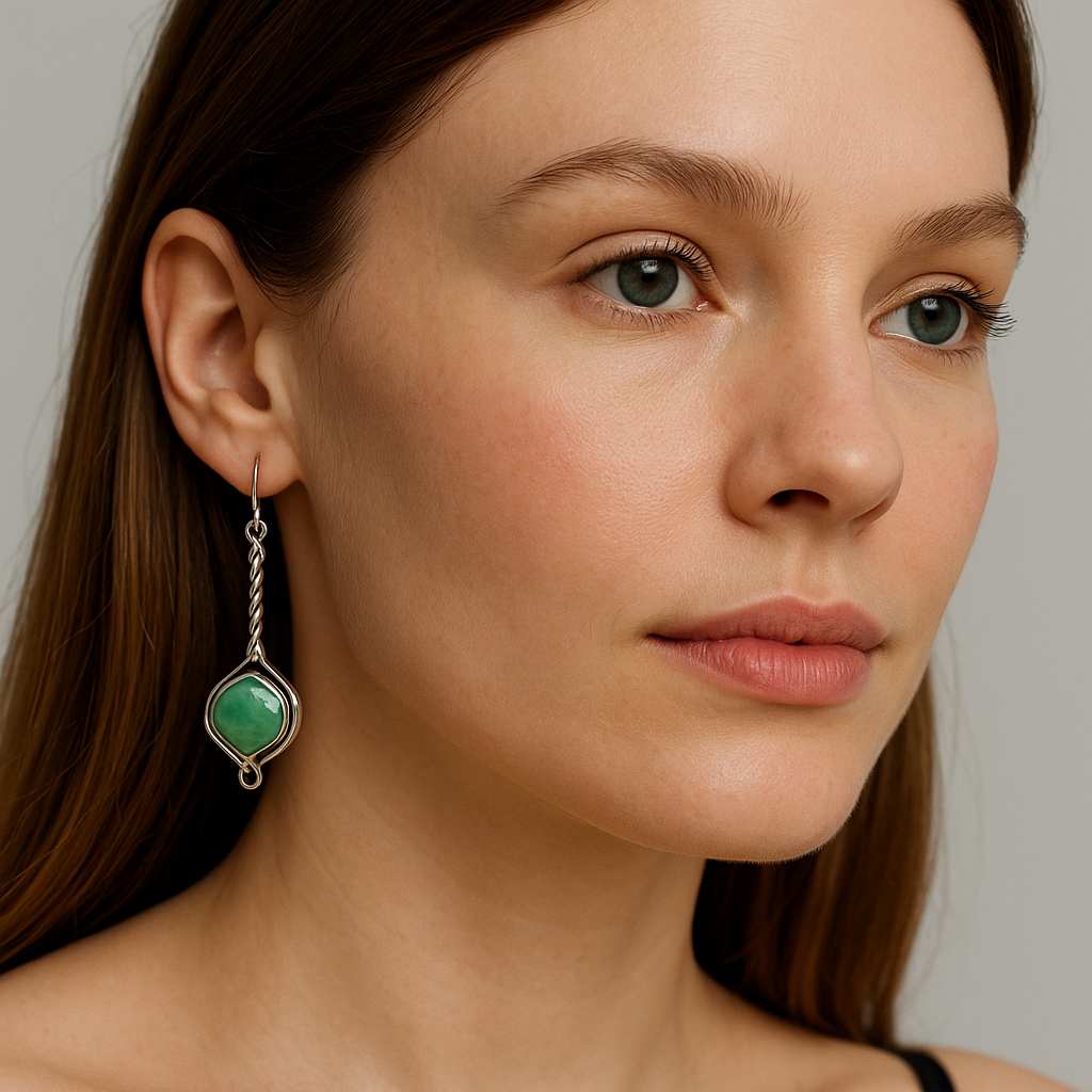 Greenway Twist Earrings – Sterling Silver & Australian Chrysoprase