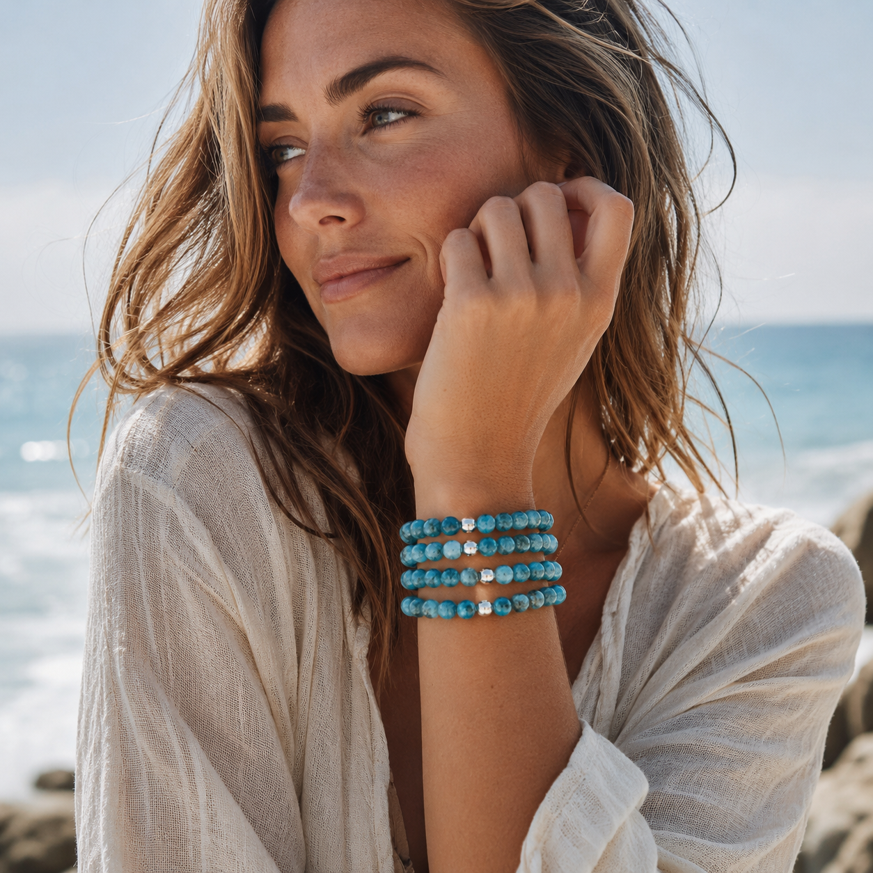 Blue Current Apatite Stretch Bracelet