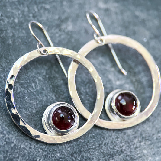 Garnet Orbit Hoops