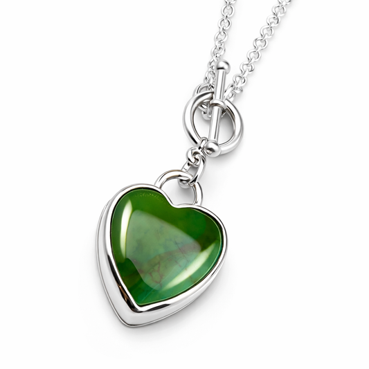 Steady Heart Necklace | Green Turquoise Heart Pendant in Sterling Silver