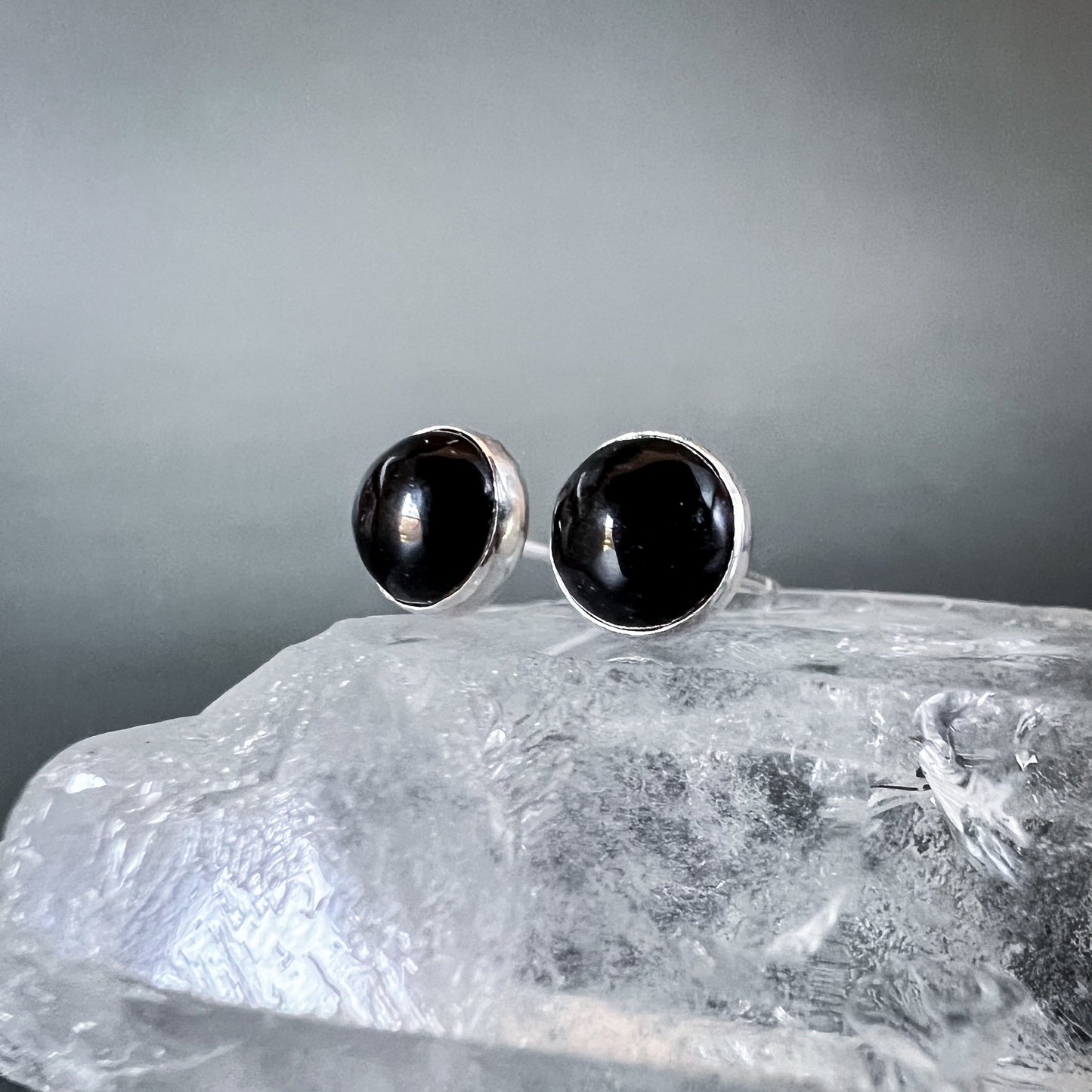Black Onyx Post Earrings 6mm